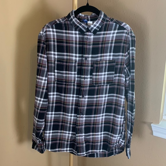 H&M Divided Plaid Flannel Shirt Black Red White Yellow Size XS - Picture 1 of 6